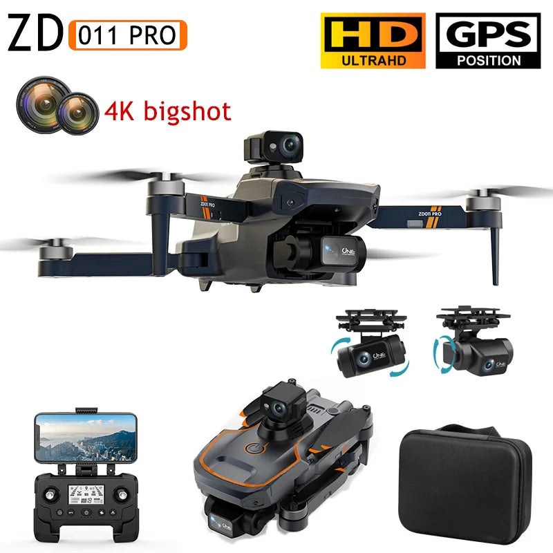 ZD011 PRO Drone - 5km Long Range 4k Camera 2-Axis Anti-shake Gimbal WIFI GPS Drone