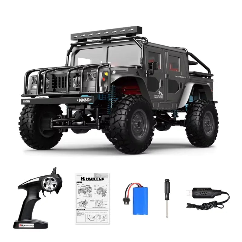 JJRC Q121 RC CAR 1:12 4WD Off-Road Hummer-Style, Metal Chassis, 370 Motor, LED Lights, 2.4GHz, 7.4V Battery