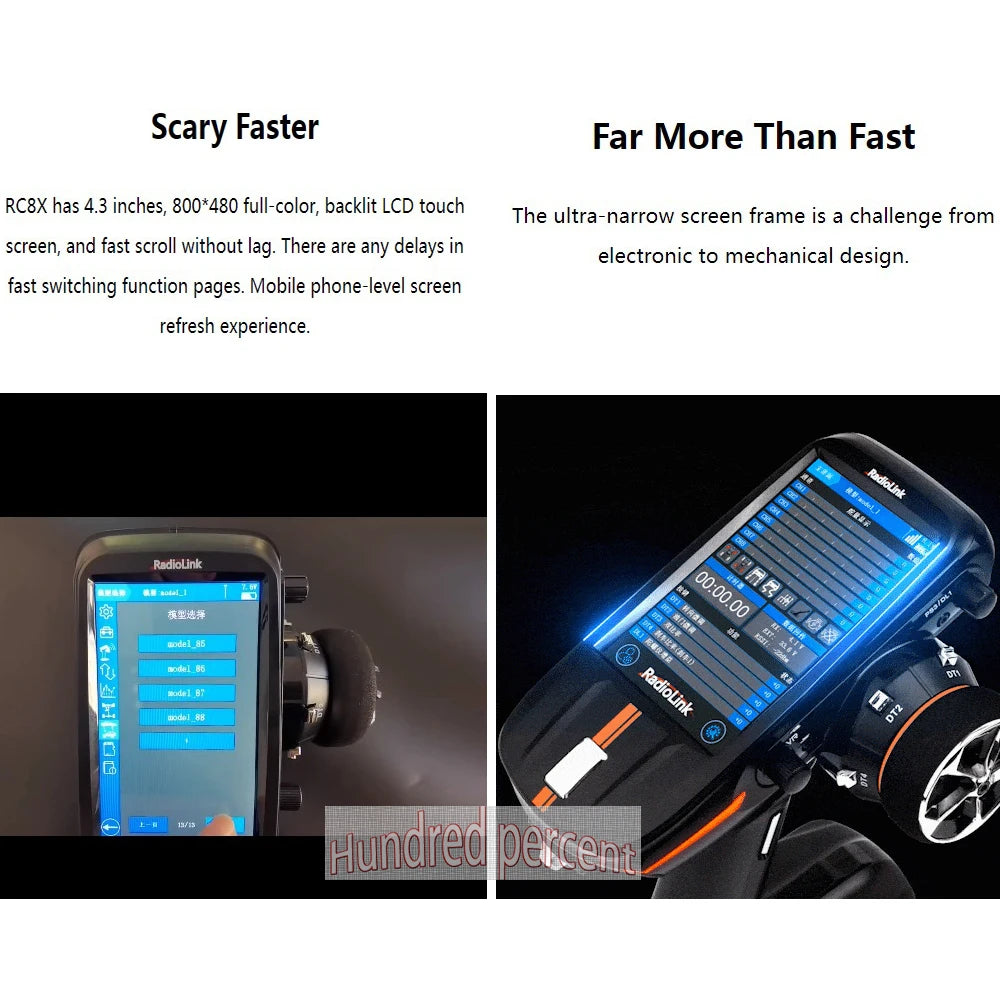 Radiolink RC8X 2.4G 8 Channels Radio Transmitter, backlit LCD touch ultra-narrow screen frame is a challenge from screen . fast