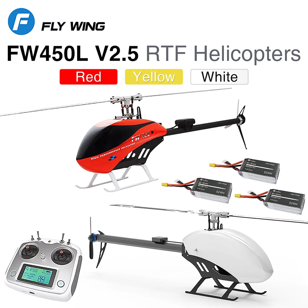 Fly Wing FW450L V2.5 RC Helicopters, FLY WING FW4SOL V2.5 RTF Helicopters Red Yellow