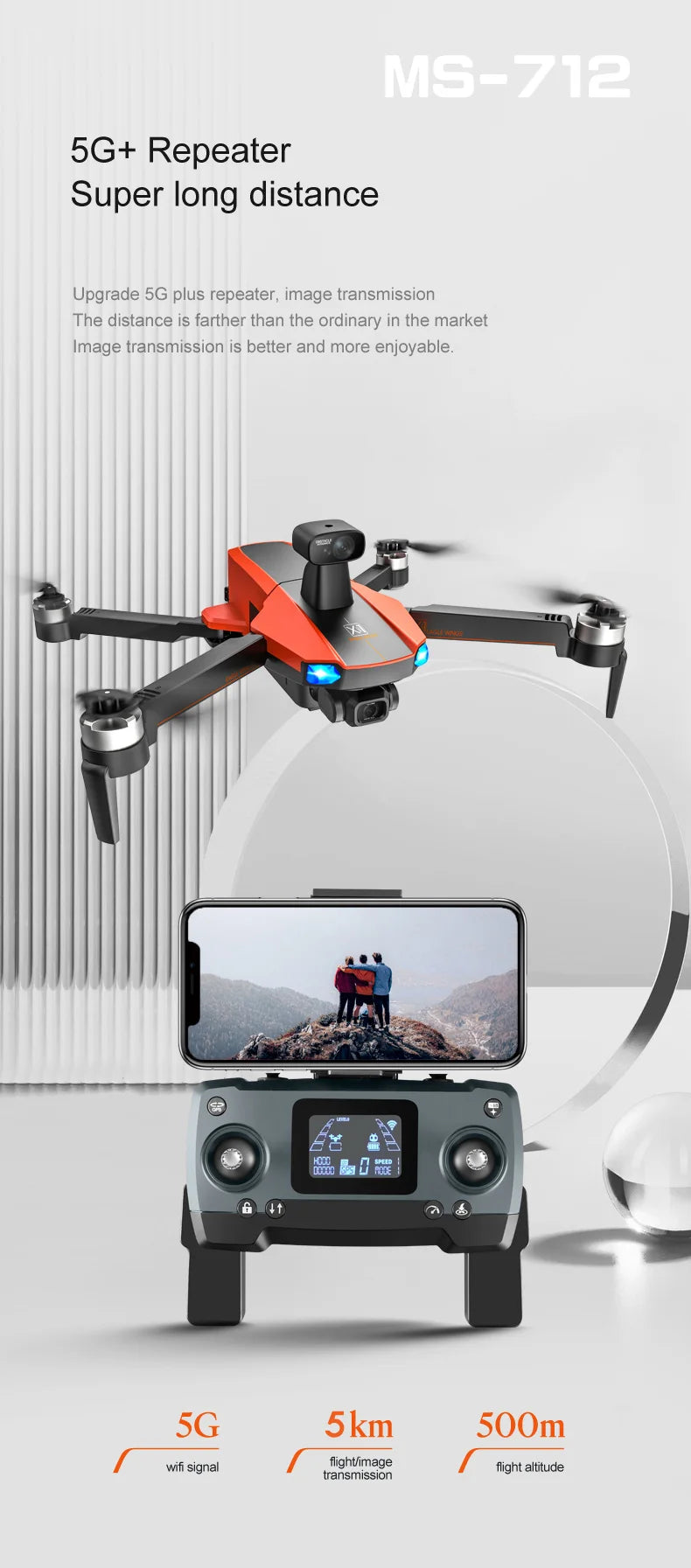 MS-712 drone, M5-71Z 5G+ Repeater Super long distance Upgrade 5G plus repeater,
