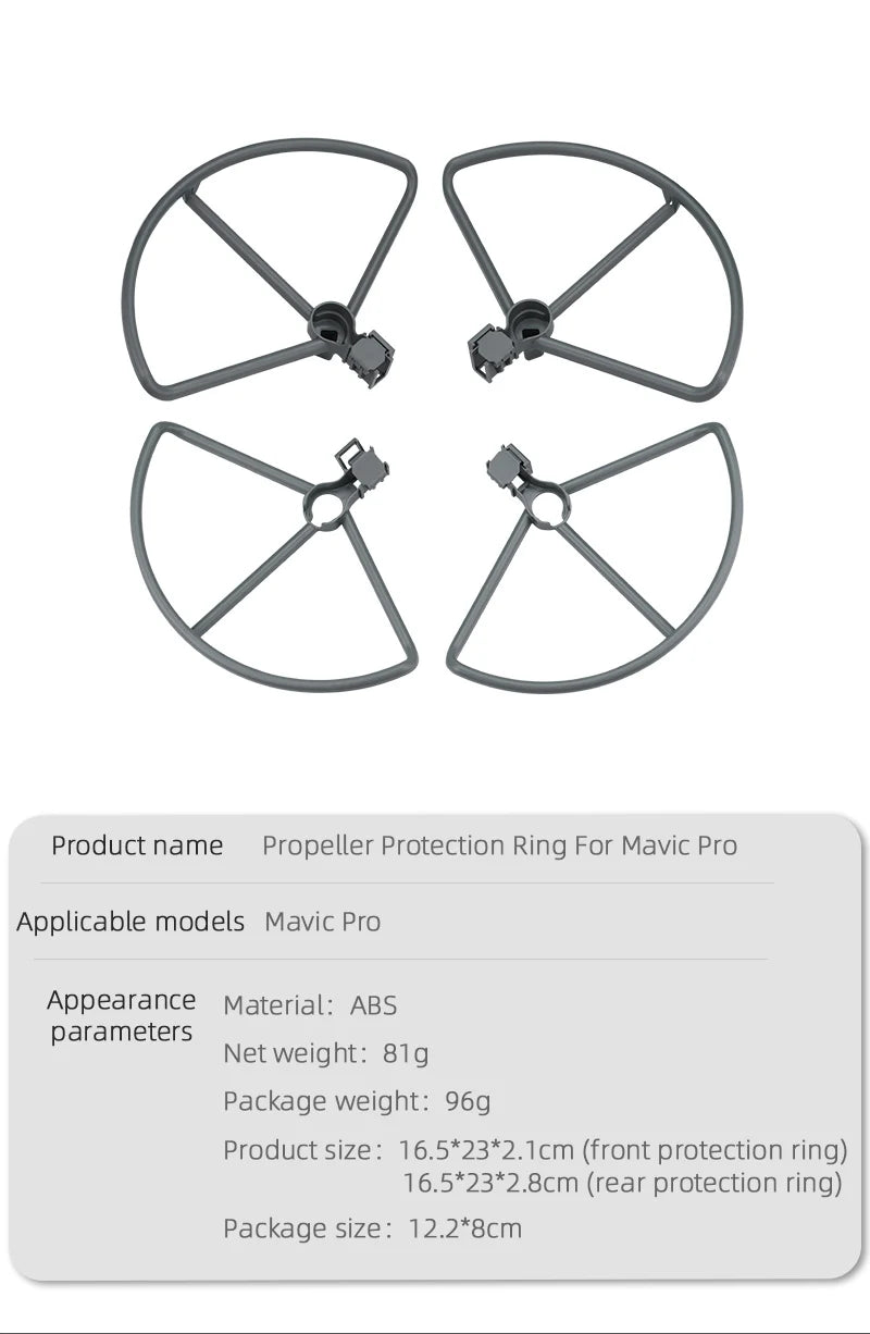 4pcs Propeller, ring measures 16.5*23*2.Icm (front protection ring) and