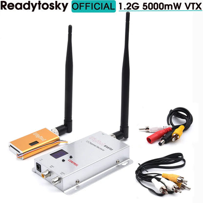 1.2G 5W VTX - Miniature FPV Video Sender 1200Mhz  5000mW Audio Video Wireless Transmitter and Receiver LOS Long Distance