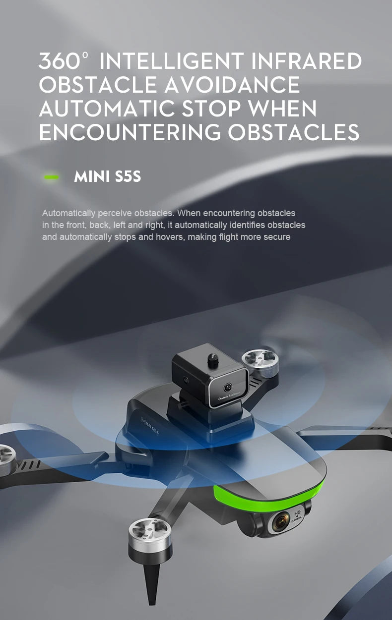 S5S Drone, 360 intelligent infrared obstacle avoidance automatic stop when encountering