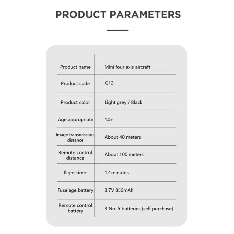 Q12 Drone - 4k HD Camera WiFi Fpv Air Pressure Altitude Hold Black And Gray drone Foldable RC Drones Toy 9 Q12 Drone, 3.7v 850mah remote control 3 no. 5