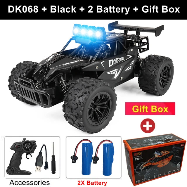 Samochód zdalnie sterowany 4WD DK087 RC Drift Racing 1:16 Off Road, stop aluminium, 2.4G, szybkie ciężarówki z LED, wspinaczka, idealny prezent dla dzieci