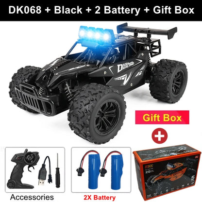 Samochód zdalnie sterowany 4WD DK087 RC Drift Racing 1:16 Off Road, stop aluminium, 2.4G, szybkie ciężarówki z LED, wspinaczka, idealny prezent dla dzieci