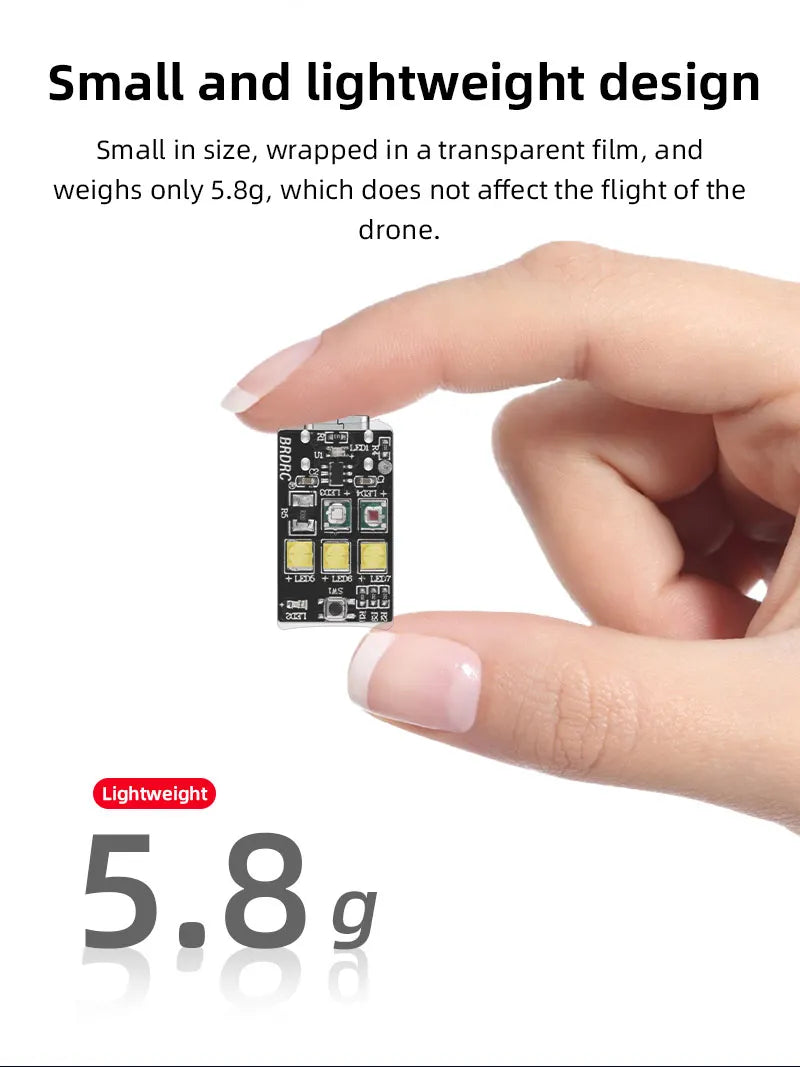 Strobe Light for Motorcycle/Bicycle/Drone Warning LED Light Turn signal lights USB Charging Anti-collision Accessories for DJI MINI 3 PRO 13 drone weighs only 5.8g, which does not affect the flight of the drone .