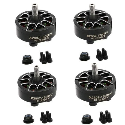 4PCS X2807 1300KV / 1700KV 4S–6S Brushless Motor, 4PCS X2807 1300KV brushless motors for 7-inch FPV drones, include screws/nuts, compact for efficiency.
