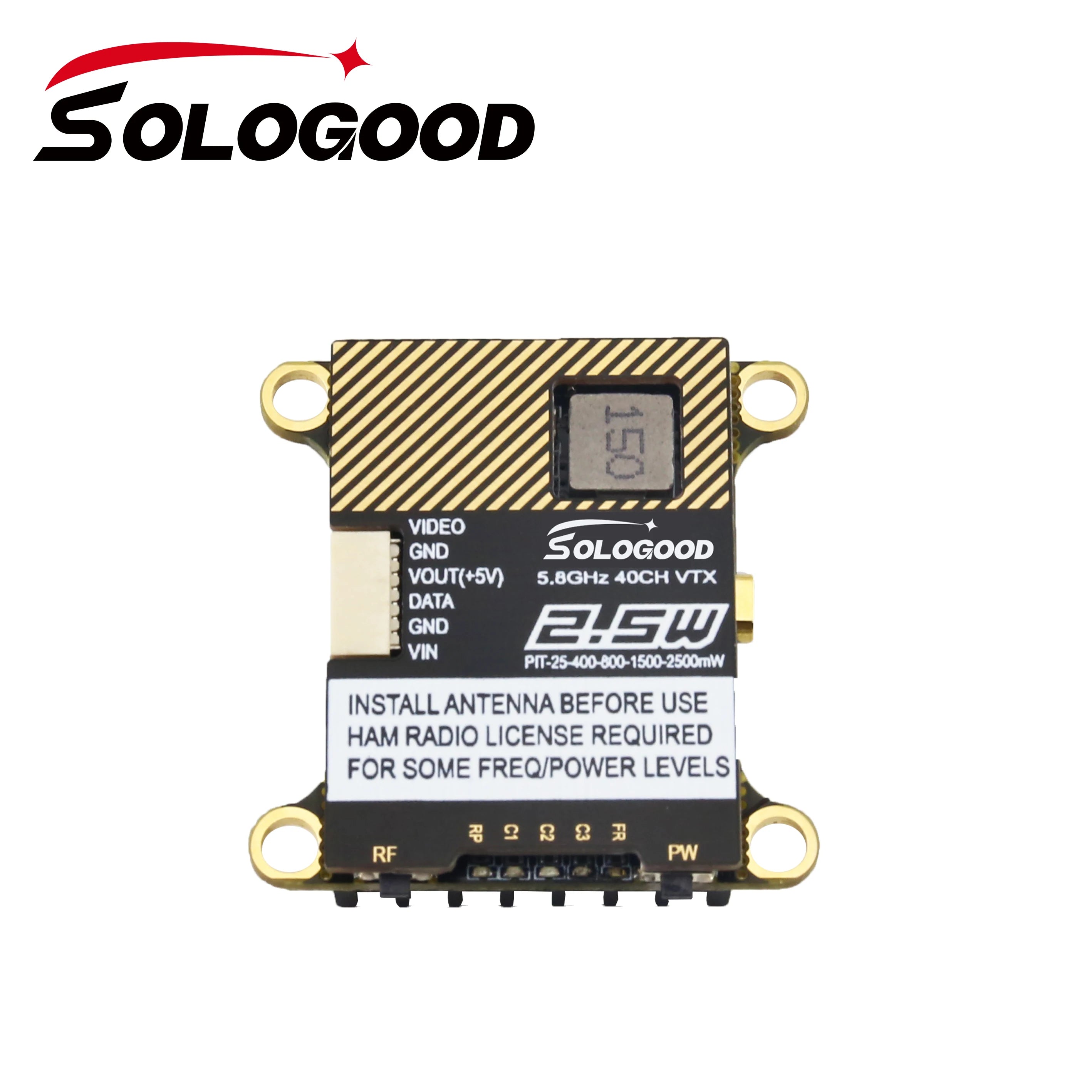 SoloGood 5.8G 2.5W 40CH VTX - 0/25/400/800/1500/2500mW NTSC/PAL Video Transmitter For RC FPV Freestyle Long Range Racing Drone 13 SoloGood 5.8G 2.5W 40CH VTX, HAM RADIO LICENSE REQUIRED FOR SOME FREQPOWER