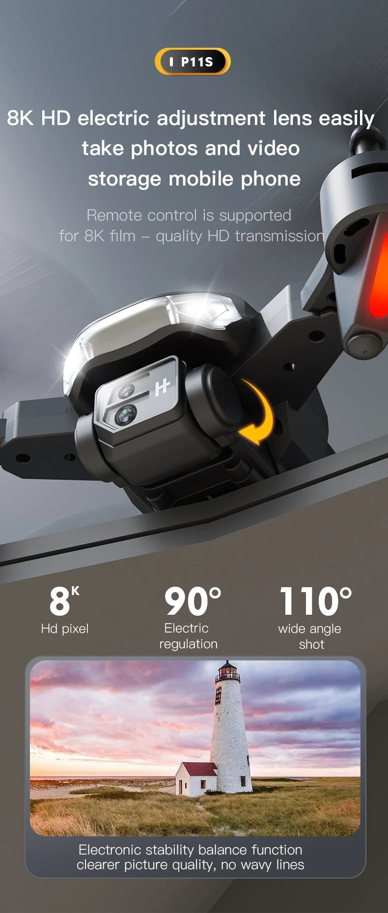 P11S Drone - 8K HD Camera 360 Obstacle Avoidance FPV MINI Aerial Photography Helicopter Professional Foldable Quadcopter Toy 36 P11S Drone, p11s 8k hd electric adjustment lens easily take