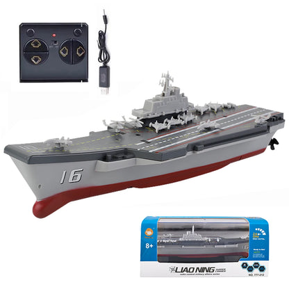 NEUSNEY Mini RC Submarine Toy RC Boat, LIAONING Super Carrier RC boat, 2.4GHz frequency, USB rechargeable, suitable for ages 8 and up, offering durable, fun remote control play.