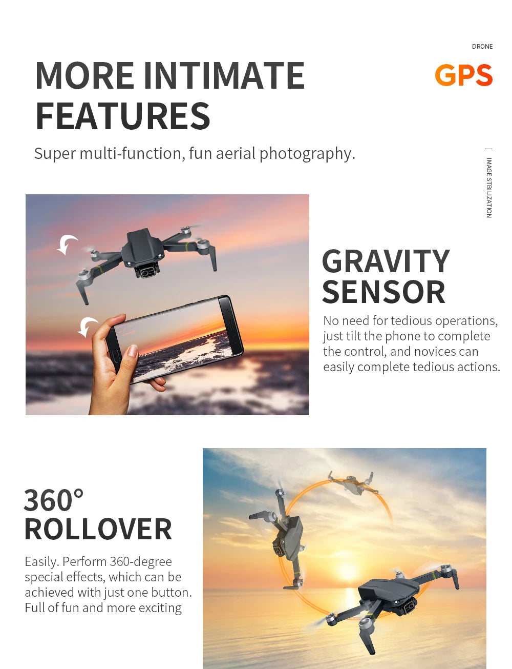 WYFA X3 Drone - GPS 6K HD EIS OAS Dual Camera Profesional Brushless Rc Anti-Shake Photography Foldable obstacle Drones For Gift Toy Professional Camera Drone 25 WYFA X3 Drone, DRONE MORE INTIMATE GPS FEATURES Full of fun and more exciting aerial