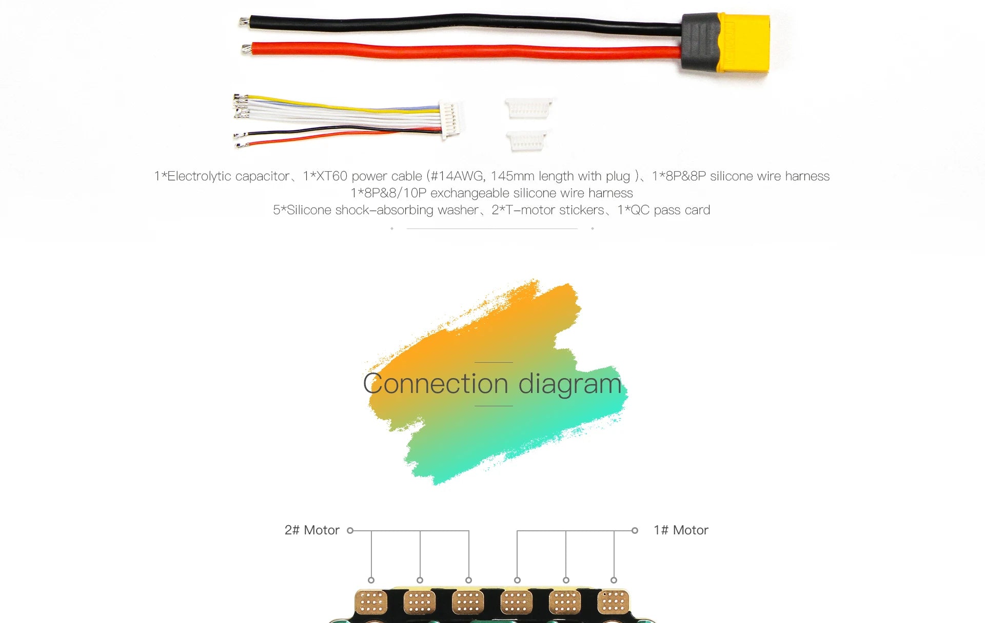 T-motor V50A 6S 4IN1 32BIT ESC, #Electrolytic capacitor #XT6O power cable (#14AWG,