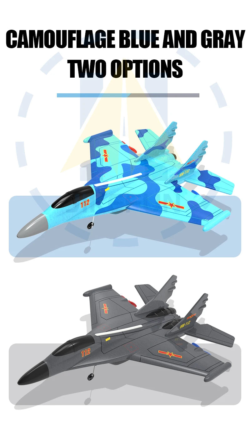 Genuine Authorization J-11 1:50 RC Fighter Plane - 2.4G 2CH Remote Control Foam Aircraft with Lighting J 11 Airplane Toys for Boys 24 Genuine Authorization J-11 1:50 RC Fighter Plane, CAMOUFWAGE BLUE AND GRAY TWO OPTIONS Ai