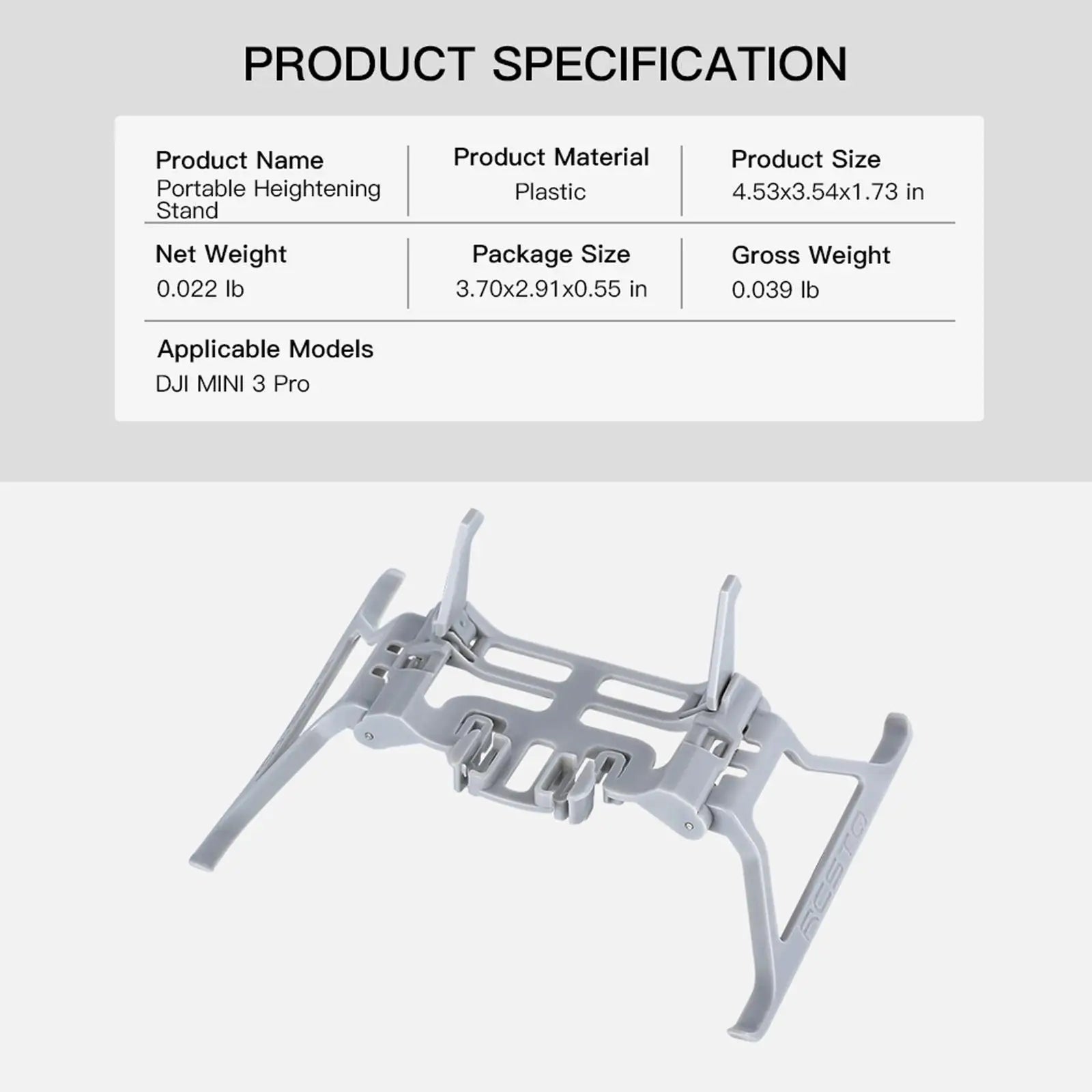 DJI MINI 3 Pro Portable Heightening Plastic 4.53x3.54x1.73 in