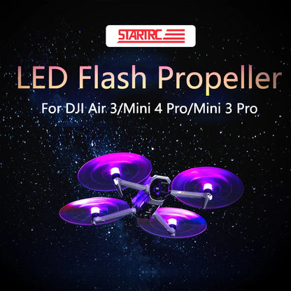 STARTRC LED Flash Propeller, STARTRC LED flash propellers for DJI Air 3, Mini 4 Pro, and Mini 3 Pro offer night glow visibility and low-noise performance, enhancing nighttime flights with style and quiet operation.