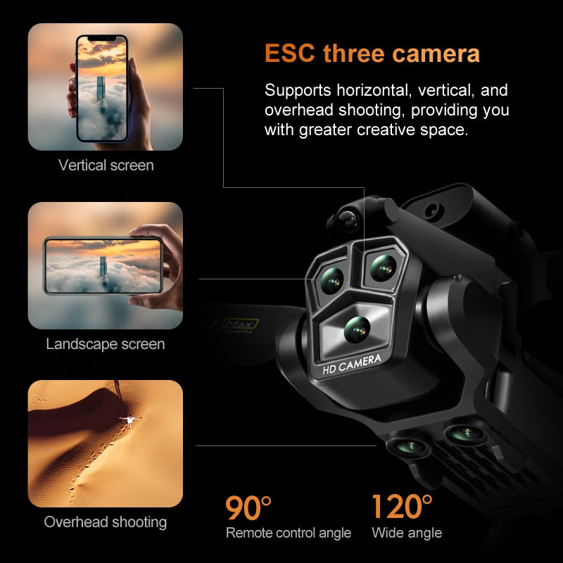 K10 MAx Drone, ESC three camera Supports horizontal, vertical, and overhead shooting;