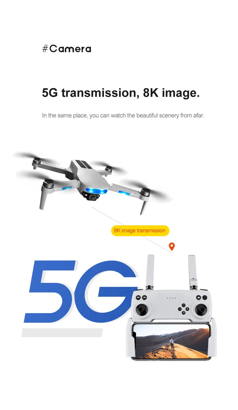 2023 New LU3 Max GPS Drone - 8K HD Dual Camera 5G Wifi FPV Optical Flow Brushless Motor Folding Quadcopter RC Distance 800M Gift Toys Professional Camera Drone 27 2023 New LU3 Max GPS Drone, #Camera 5G transmission, 8K image transmission