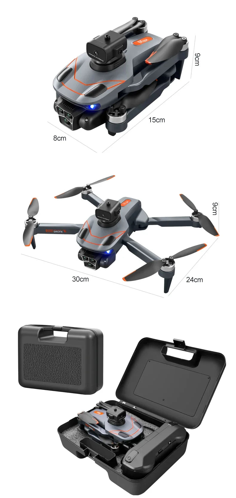S115 Drone, the servo gimbal design increases stability, adding 