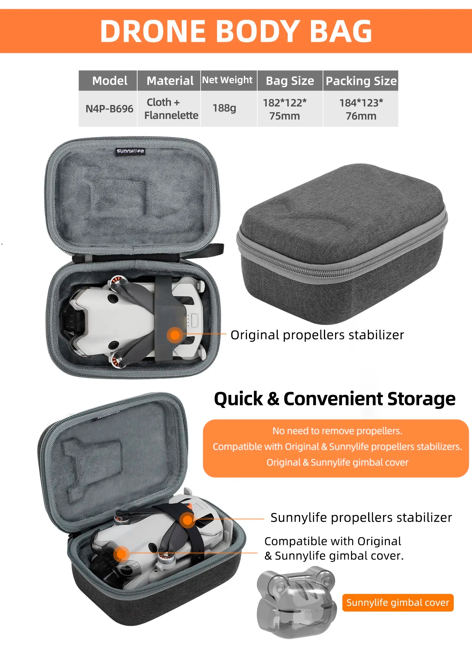 Portable Carrying Case For DJI Mini 4 Pro - Handbag Storage Bag for DJI RC 2/N1/N2 Drone Remote Controller Box 24 Portable Carrying Case For DJI Mini 4 Pro, DRONE BODY BAG Model Material Net Weight Bag Size Packing Sizel Cloth