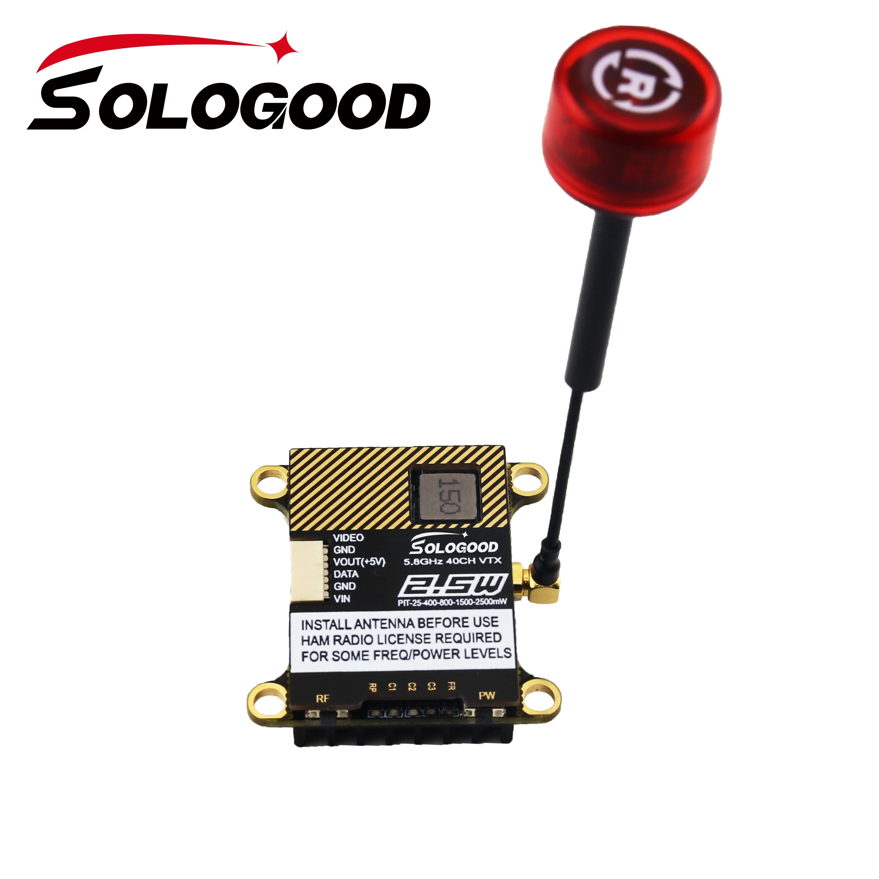 SoloGood 5.8G 2.5W 40CH VTX, HAM RADIO LICENSE REQUIRED FOR SOME FREQPOWER