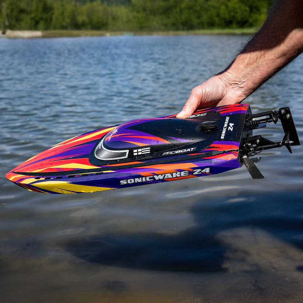 Sonicwake 24 RC Boat RTR Brushless Deep‑V, Self‑Righting, 3S 3200mAh 30C Battery & Charger, Spektrum SLT2, PRB‑1992T1/T2