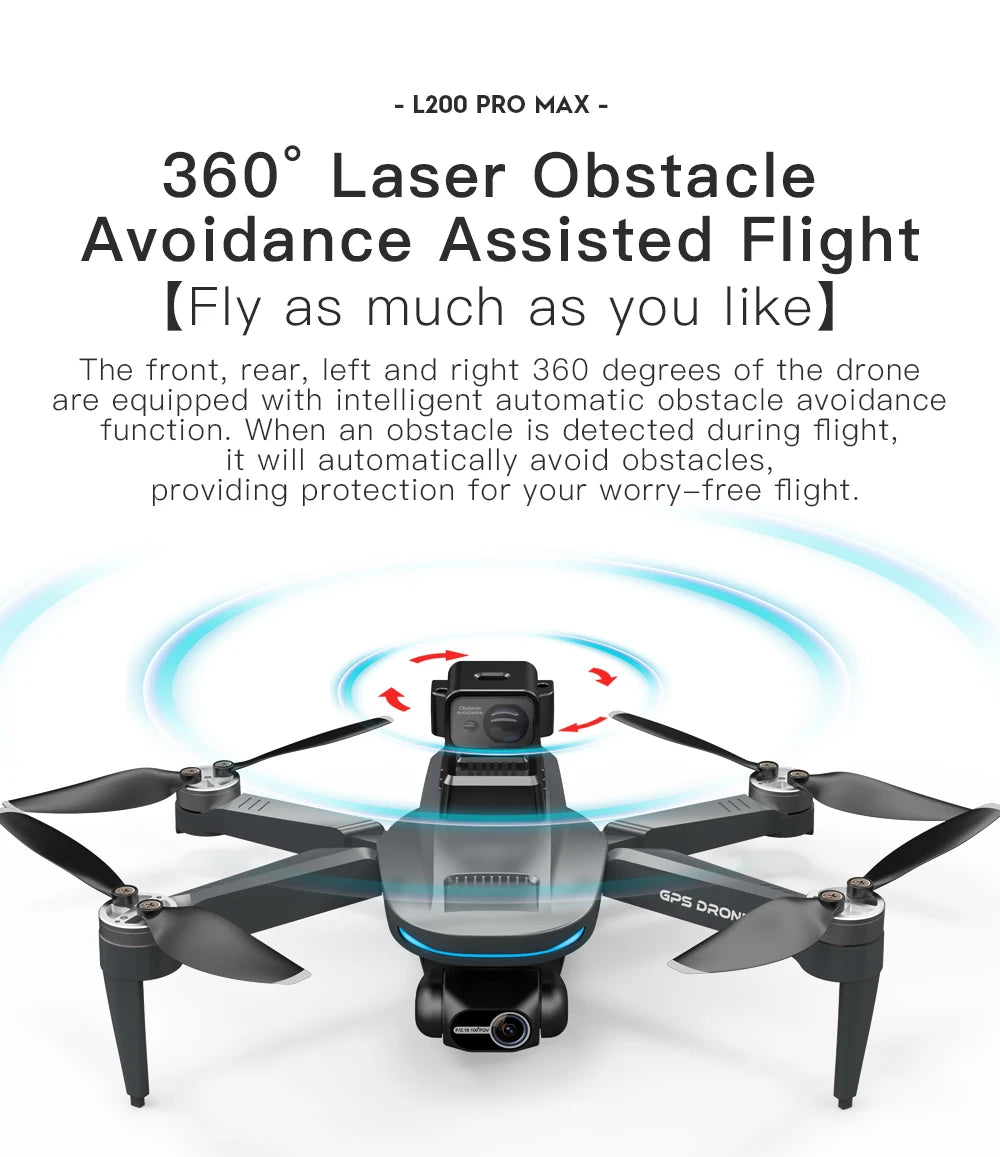 L200 PRO MAX Drone, Automated obstacle detection and avoidance for safe drone navigation.