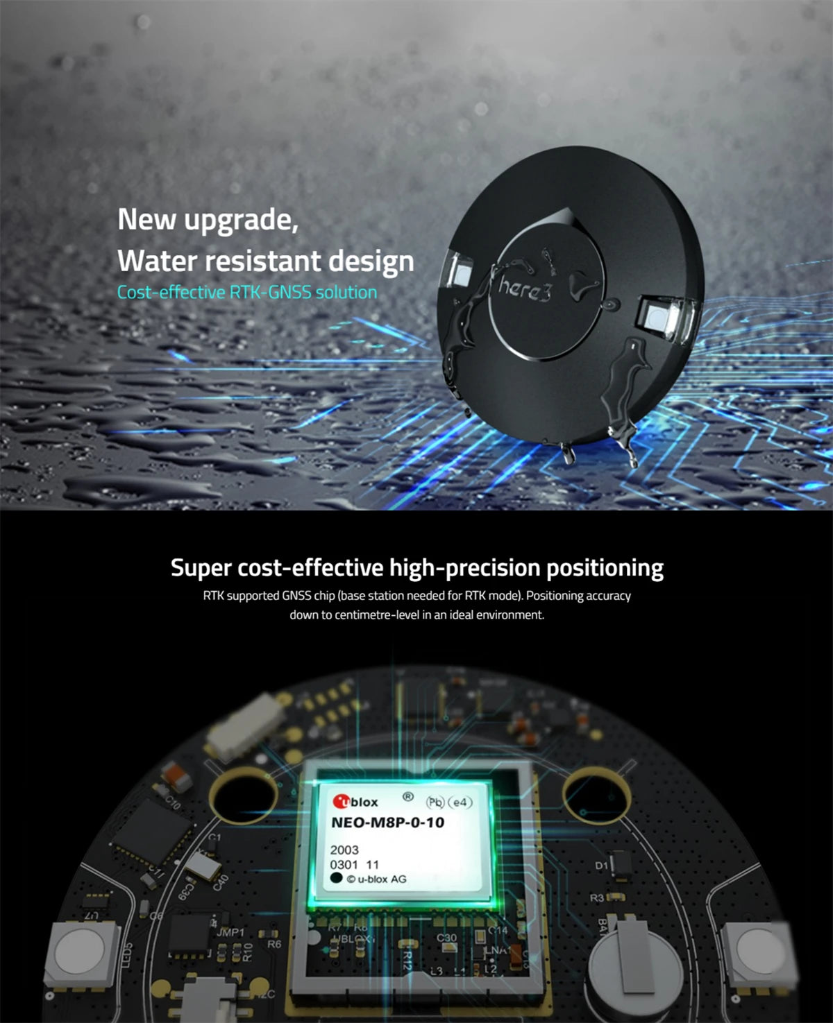new upgrade, Water resistant design Cost-effective high-precision positioning RTK supported GN