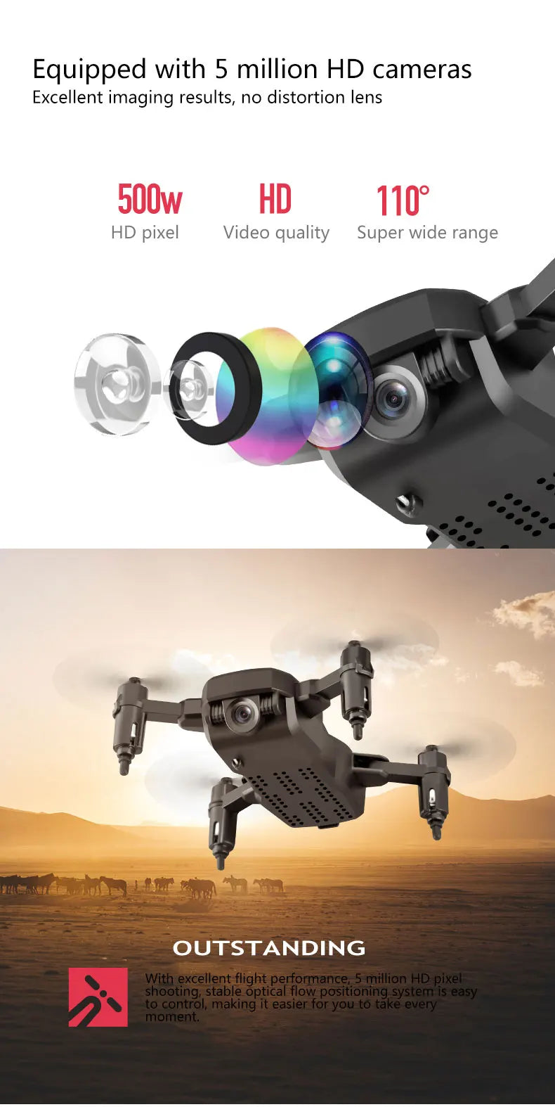 LF606 Drone, 5 million hd cameras excellent imaging results, no distortion lens so