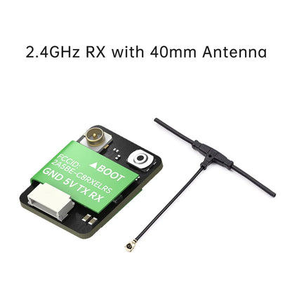 IFlight ELRS 915MHz / ELRS 2.4G Receiver, High-performance receiver module for RC FPV drones with 40mm antenna, FCC certified and compatible with iFlight ELRS system.