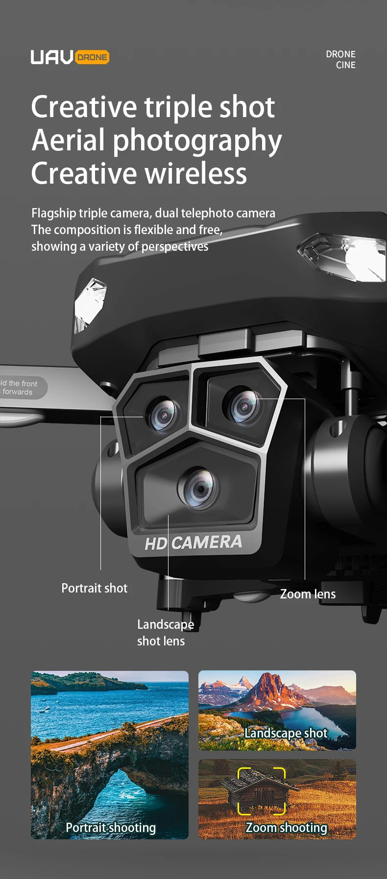 P20 GPS Drone, creative wireless Flagship triple camera; dual telephoto camera . composition is flexible and free