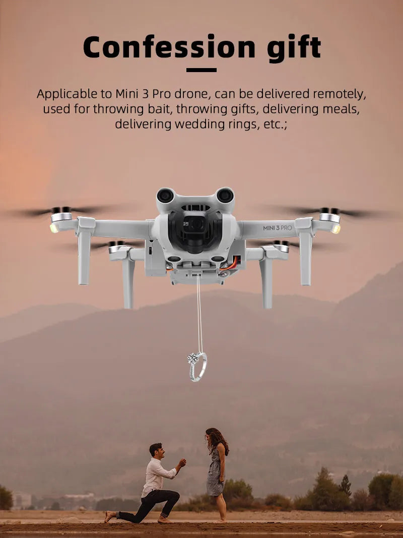Drone Airdrop Air Drop System for DJI MINI 3 PRO Thrower Fishing Bait Wedding Ring Gift Throw Deliver Life Rescue DJI Accessories 12 Mini 3 Pro drone can be delivered remotely . can be used for throwing bait, delivering