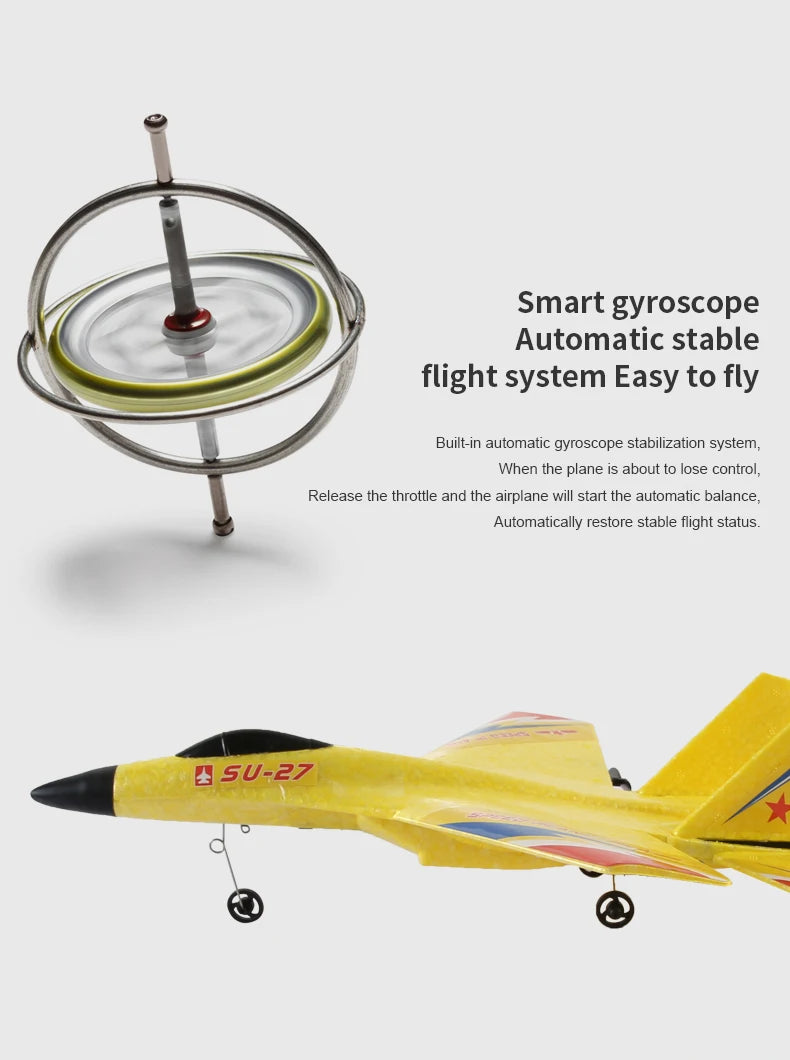 RC Aircraft SU27 Plane, gyroscope automatically stabilizes the plane when it loses control . automatically