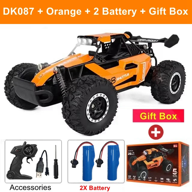 Samochód zdalnie sterowany 4WD DK087 RC Drift Racing 1:16 Off Road, stop aluminium, 2.4G, szybkie ciężarówki z LED, wspinaczka, idealny prezent dla dzieci