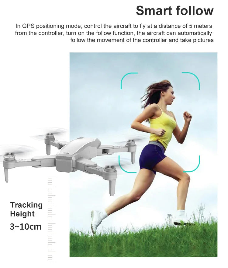 S608 Pro GPS Drone, Smart follow In GPS positioning mode, control the aircraft to fly at a distance of 5 meters
