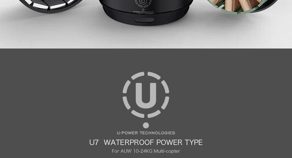 T-MOTOR U7 KV280 KV460 KV490 U-POWER Motor For UAV Multirotor Drones Rotors Hexacopter 8 T-MOTOR, U-POWER TECHNOLOGIES U7 WATERPROOF POWER