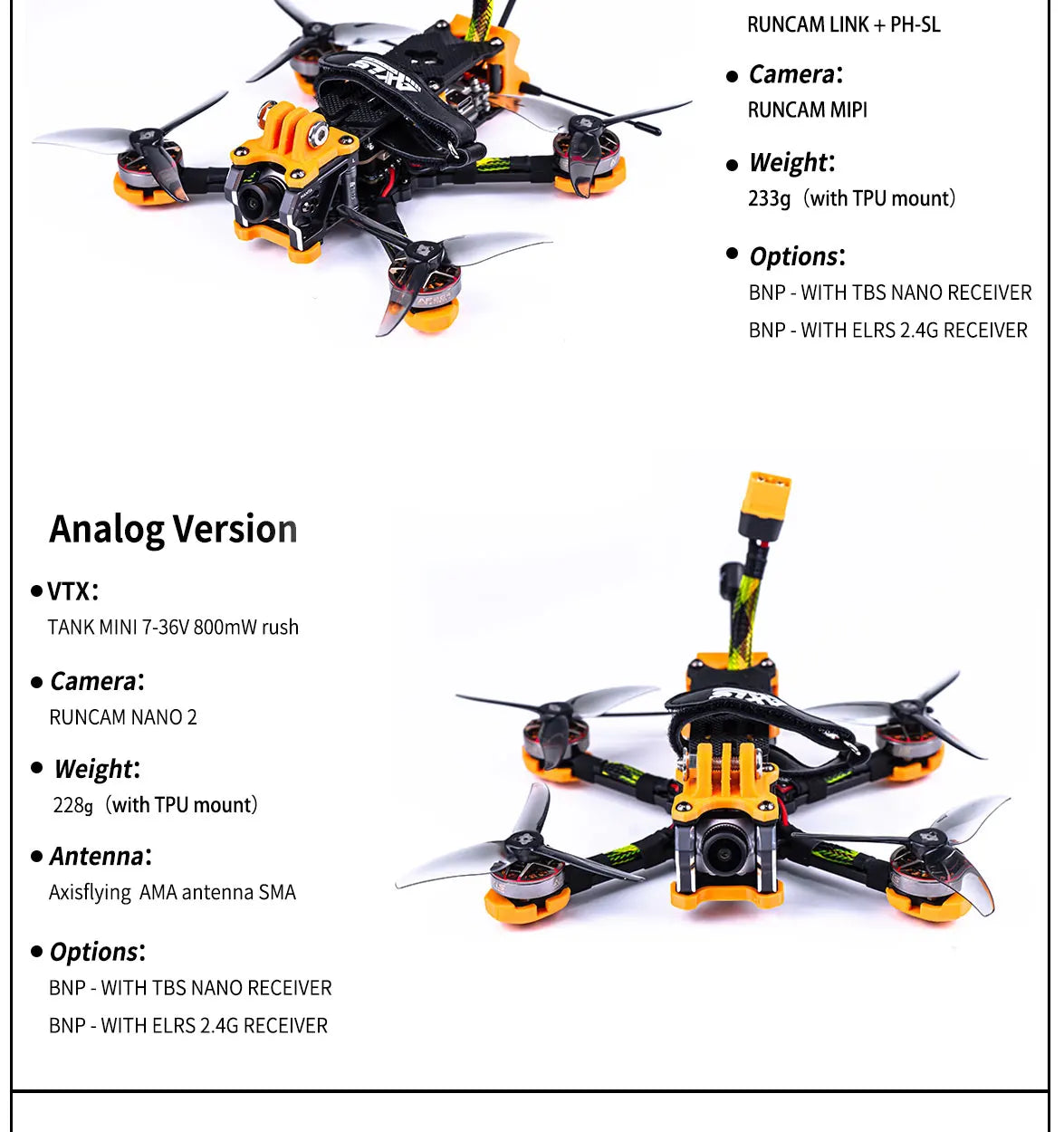 Axisflying MANTA3.5" - 3.5inch FPV Freestyle Training Drone - 4S 8 Axisflying MANTA3.5", VTX: TANK MINI 7-36V 800mW rush Camera: R