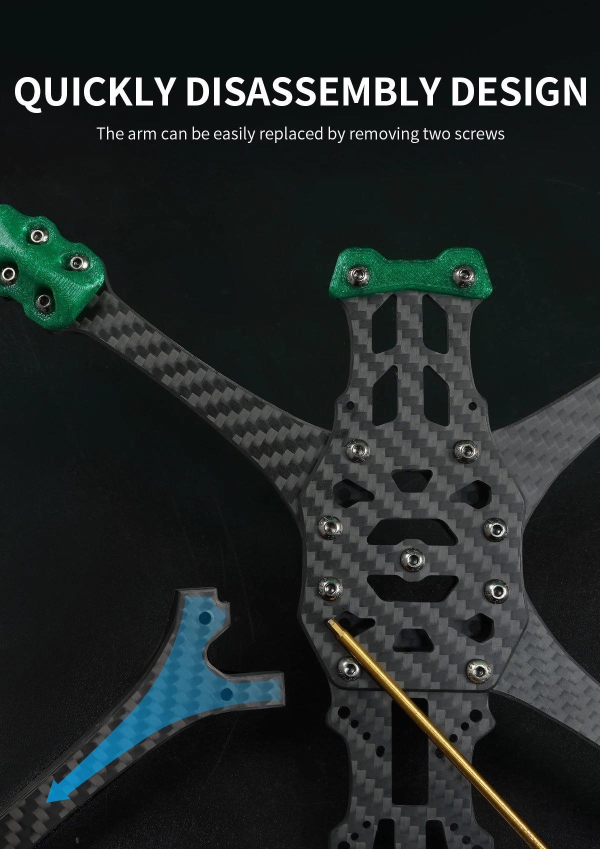 QUICKLY DISASSEMBLY DESIGN The arm can be easily replaced by