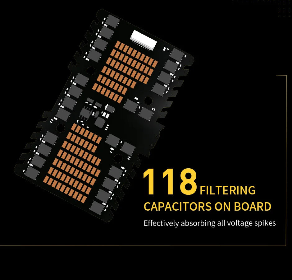 1182 FILTERING CAPACITORS ON BOARD Effectively absorbing all voltage