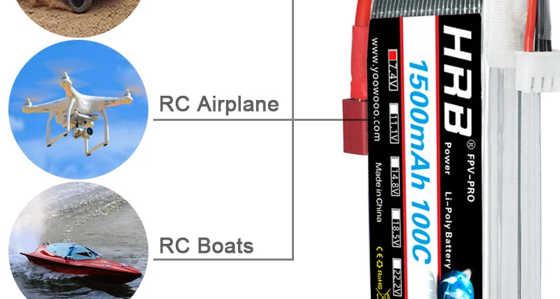 HRB 2S 3S 4S 5S 6S lipo Battery 1500mah 7.4V 11.1V 14.8V 18.5V 22.2V Lipo Battery 65C For RC Car UAV Drone Truck Truggy Airplane FPV Drone 12 lipo Battery 1500mah 7.4V 11.1V 14.8V 18.5V