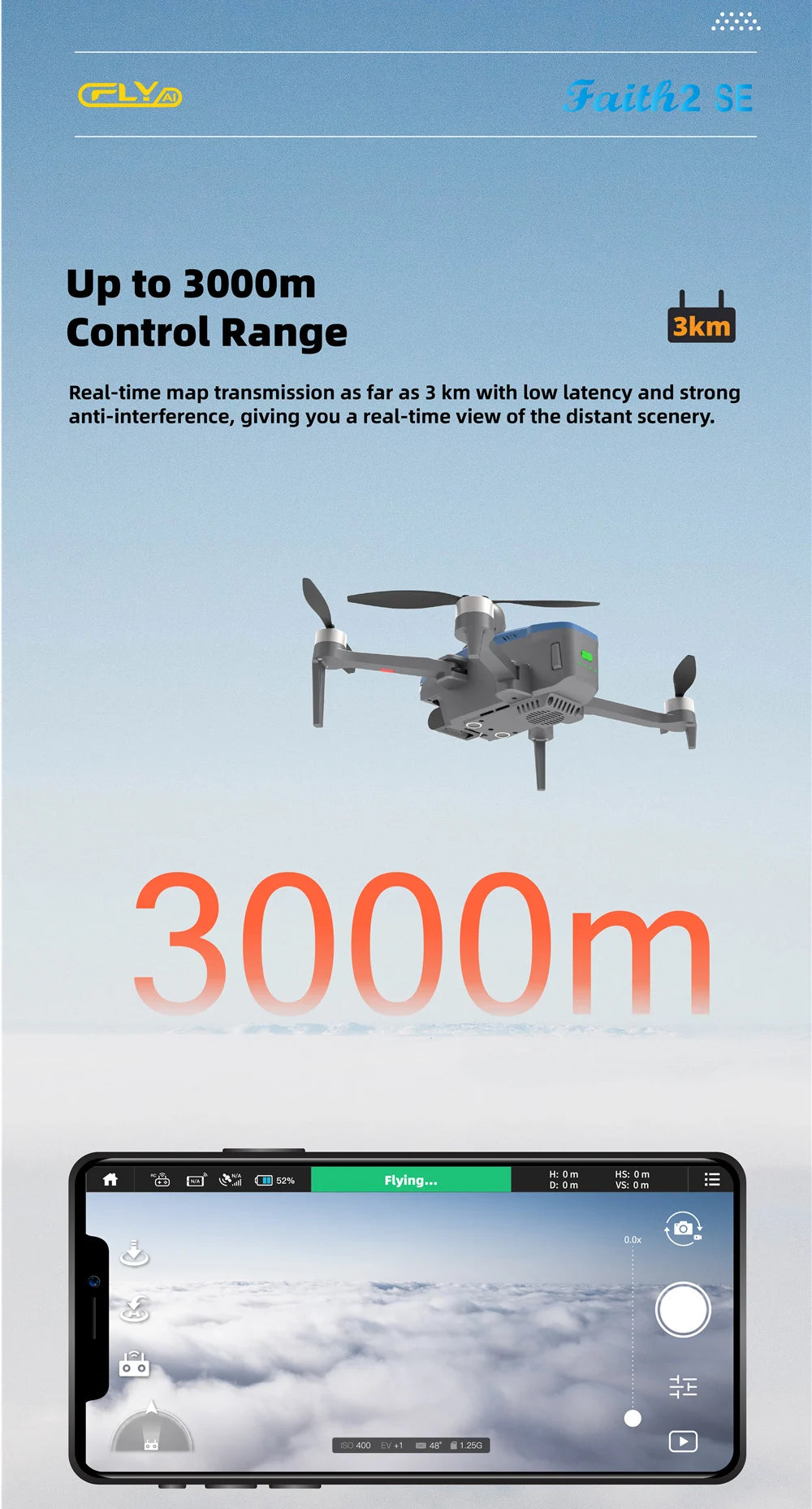 C-FlY Faith 2 SE Drone features a 3km control range, real-time map transmission, and advanced camera capabilities for stunning aerial footage.