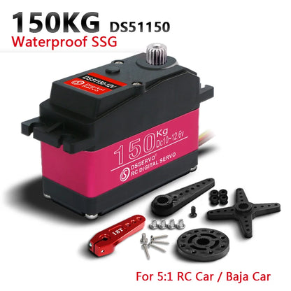 DSServo DS51150 - 12V 150Kg baja 5B 1/5 high torque Digital Servo for Redcat HPI Baja 5B SS RC servo Car compatible SAVOX-0236