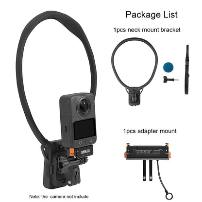 STARTRC Neck Hanging Mount Bracket, Neck and adapter mount for action cameras, includes 1 neck mount and 1 adapter mount. Camera not included.