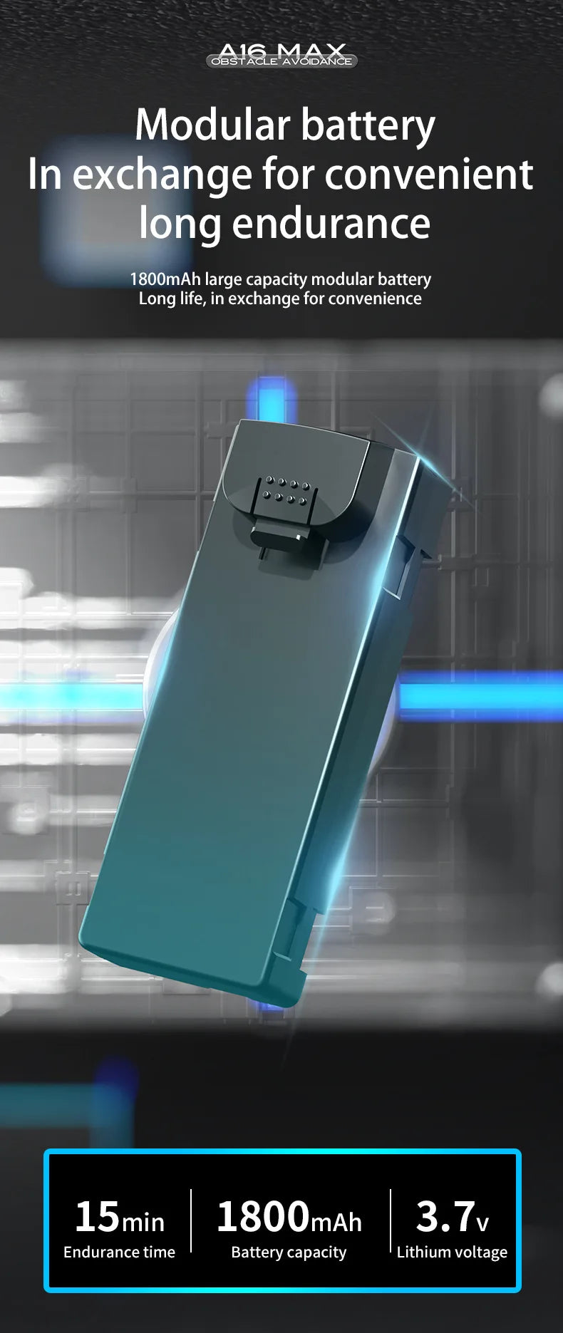 A16 MAX Drones - Professional ESC HD Triple Camera-360° Obstacle Avoidance-Optical Stream Positioning Quadcopter 18 A16 MAX Drone, nxaxe modular battery in exchange for convenient long endurance battery