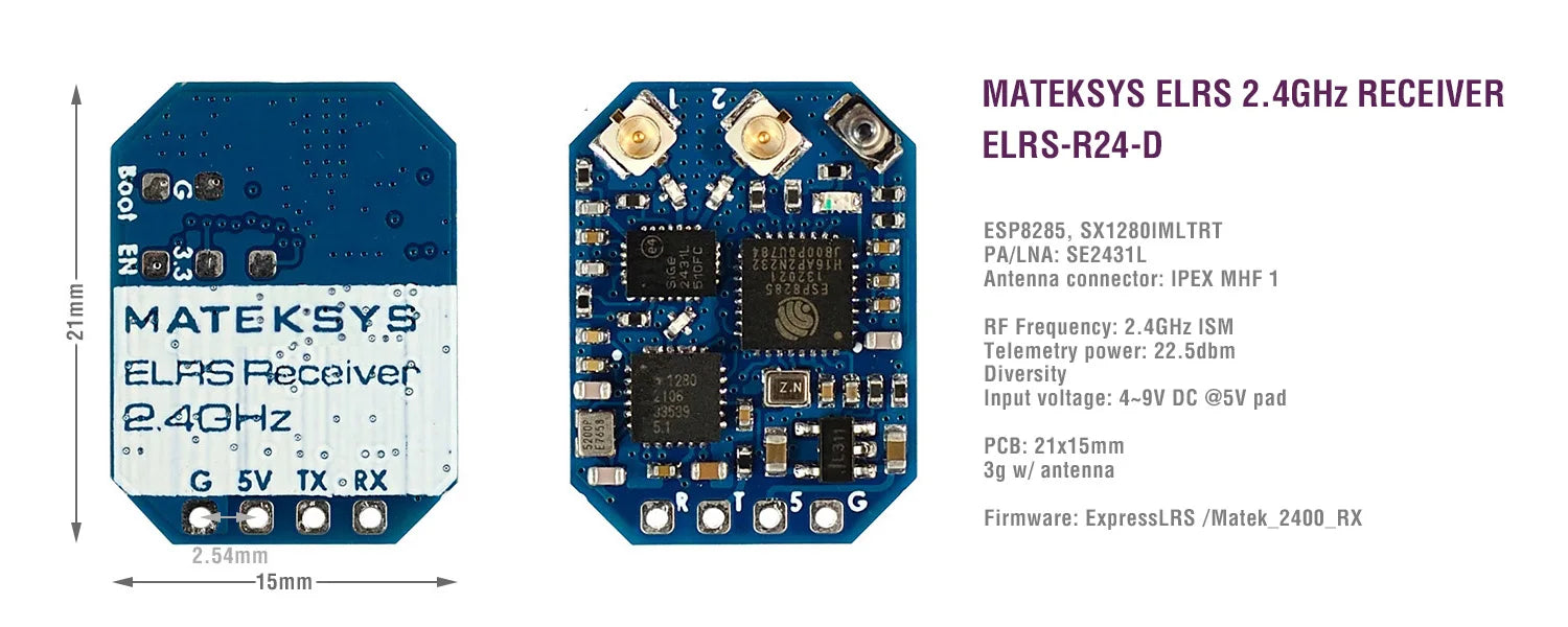 MATEK ELRS-R24-D, ELRS-R24-D 2 ESP8285 , SX1280