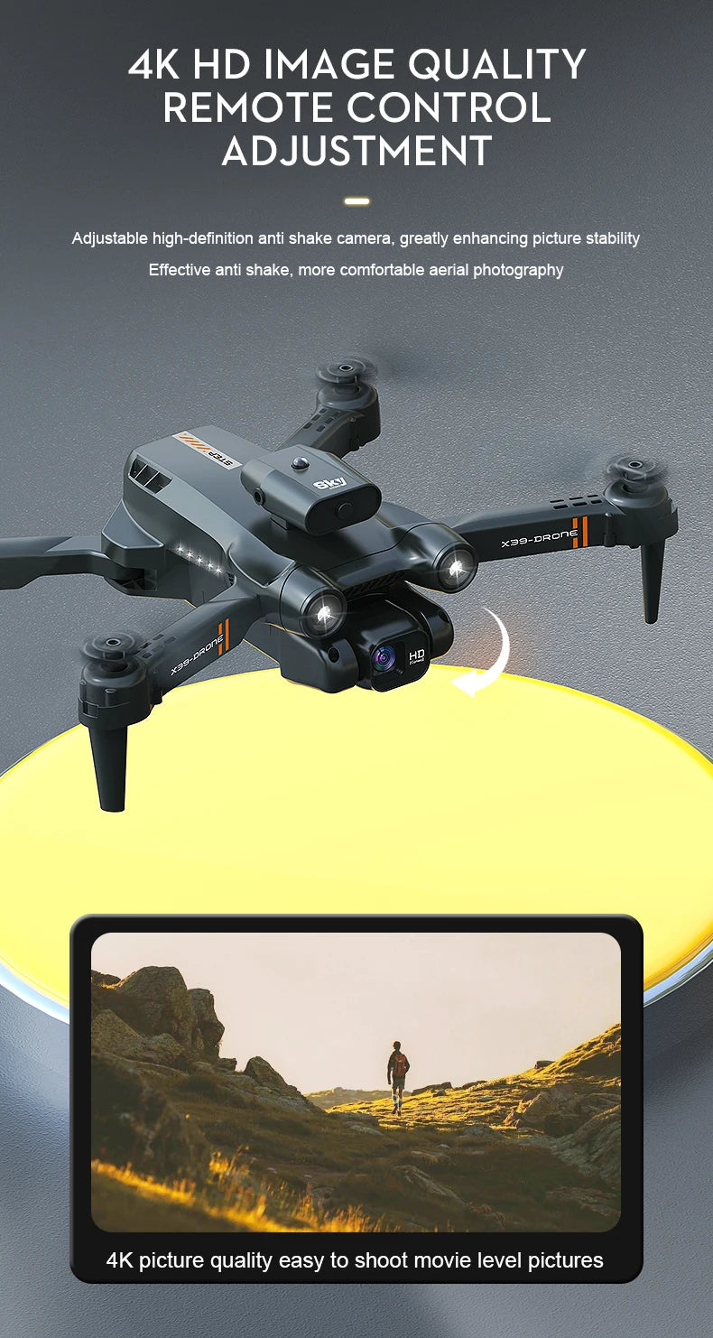 X39 Mini Drone, 4k hd image quality remote control adjustment adjustable high-de