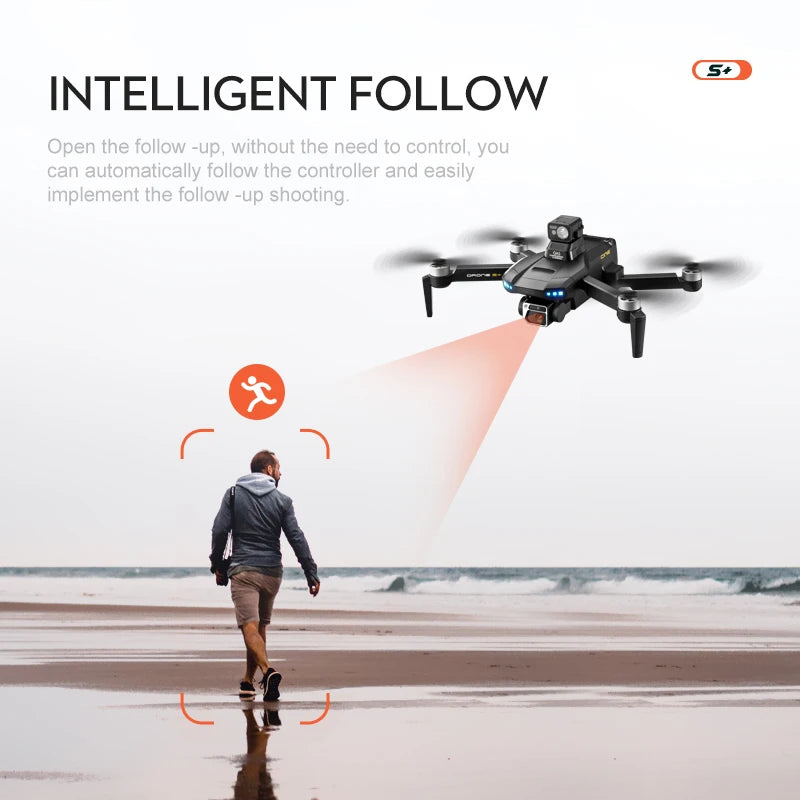S+ GPS Drone - 6K HD Dual HD Camera Laser Obstacle Avoidance Aerial Photography Brushless Motor Foldable Drone Quadcopter RC Distance 1200M Professional Camera Drone 27 S+ GPS Drone, INTELLIGENT FOLLOW Open the follow -up, without the need