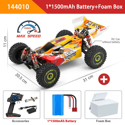 WLtoys 144016 Rc Bil 1/14 Offroad 4WD Driftingbil, 35KM/H Borstad Racing Buggy, 2.4G Fjärrkontroll, 7.4V 1500mAh, Klar att köra