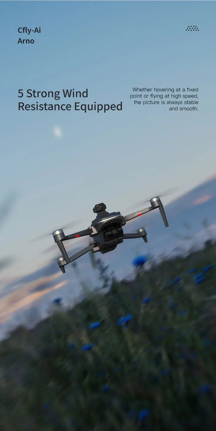 C-FLY Arno SE MAX Drone - Profesional 4K HD Camera 3-Axis Micro Gimbal 5G Wifi GPS Drone With HD Camera FPV Brushless Foldable RC Quadcopter Professional Camera Drone 53 C-FLY Arno SE MAX Drone, Whether hovering at a fixed 5 Strong Wind point or flying at high speed, the
